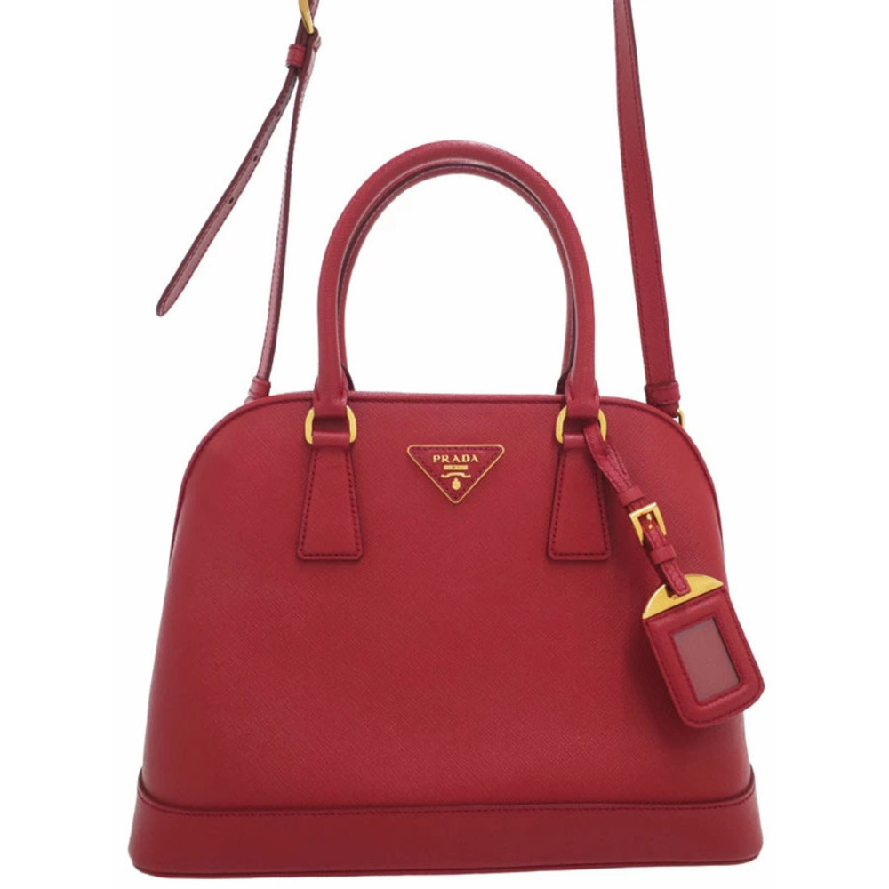 Prada Promenade Saffiano Lux Leather Bag red
